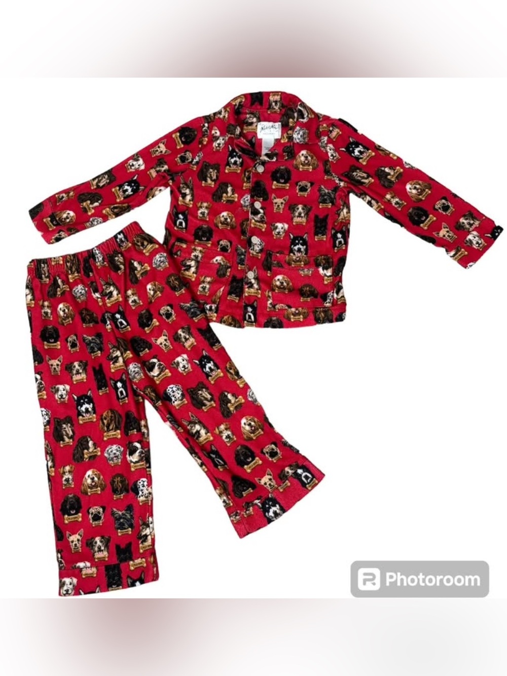 Nick & Nora Flannel Pajama Set Dog Breeds Milk Bone Top & Pants Size 3t Puppy